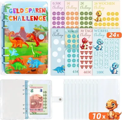 Produktbild von Budget Planner Deutsch Kinder Set | Spar Challenge 8er Pack
