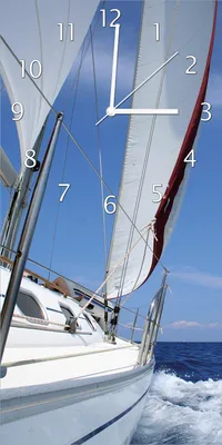 Produktbild von Wallario Design Wanduhr bedruckt, Größe 30 x 60 cm, Motiv: Segelboot on Tour