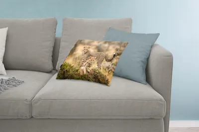 Produktbild von MuchoWow® Zierkissen Sofakissen Wohnzimmer Dekokissen 60x40 cm Leopard - Jungtier - Natur - Kopfkissen - Polster mit Foto