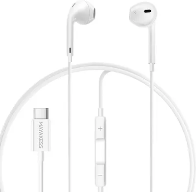 Image de Mayaxess, écouteurs intra-auriculaires USB-C avec micro pour Galaxy S25 Ultra, blanc