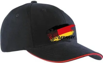Produktbild von Baseballcap mit Textildruck - wehende Fahne Adler Deutschland - 50192 Schwarz