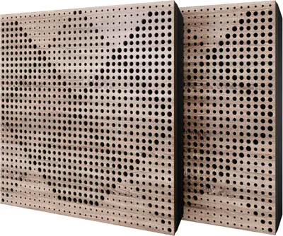 Imagen del producto de Juego de 6 paneles acústicos WILDS, tapizados en terciopelo, de 50x50x5 cm, color Sonoma/ – incluye kit de montaje
