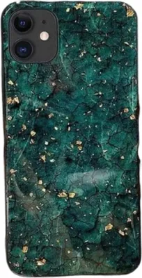 Productafbeelding van Stijlvolle groene siliconen hoes van marmerlook voor iPhone 12 en 12 Pro