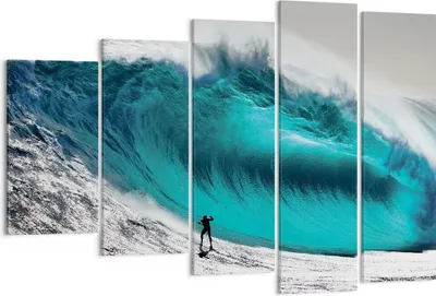 Produktbild von Bild auf Leinwand - Leinwandbild - 5 Teile - Surfen Welle Türkis - 150x100cm - Wand Bild - Wanddeko - Wandbilder - Leinwanddruck - Bilder - Wanddekoration - Leinwand bilder - Wandbild - EG150x100-4351