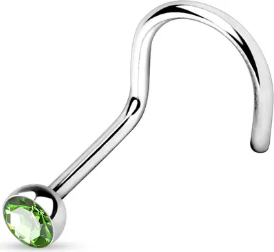 Produktbild von viva-adorno 1,0mm Nasenstecker gebogen Zirkonia Kristall Strass Nasen Piercing Spirale Stud Nasenring Z325, Grün