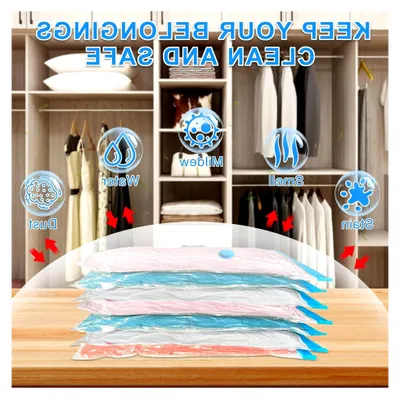 Produktbild von Vakuumbeutel für Kleidung 6 Stück, 6 Mittelgroß 70x50cm Aufbewahrungsbeutel Reise Vakuum Wiederverwendbar Kleiderbeutel für Kleidung Bettdecken Bettwäsche Kisse