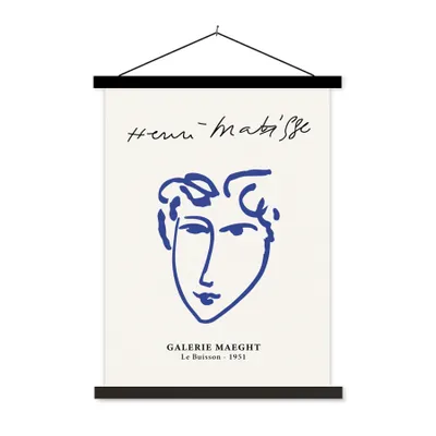 Produktbild von MuchoWow® Textilposter Henri Matisse - Alte Meister - Porträt - Blau 40x53 cm mit schwarzem Rahmen - Abbildung