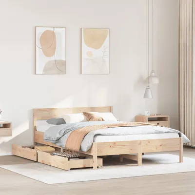 Produktbild von Massivholzbett ohne Matratze 140x190 cm Kiefernholz, Klassische Betten 2024 Neu DesignMöbel