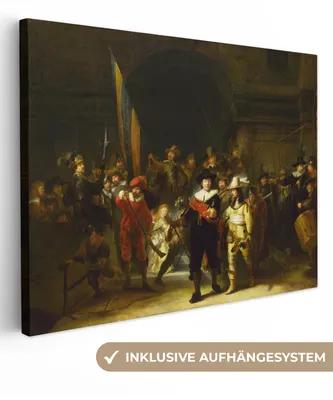 Obrázek produktu pro OneMillionCanvasses® - Obraz na plátně - Noční hlídka - Rembrandt van Rijn, nástěnná malba, nástěnné dekorace obrazy obývací pokoj, 80x60cm