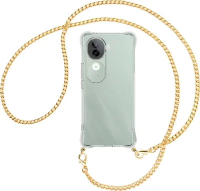 Produktbild von Handykette Backcover-Schutzhülle mit Band (Metall goldfarben) für Vivo iQOO Z9S 5G - goldfarbene Kette