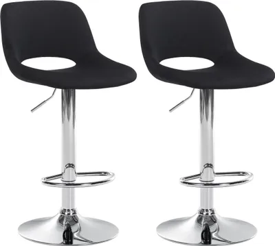 Immagine prodotto di set di 2 sgabelli da bar in velluto - Sgabello da bar regolabile in altezza e girevole a 360° | Colore: Nero | Materiale base: Metallo cromato