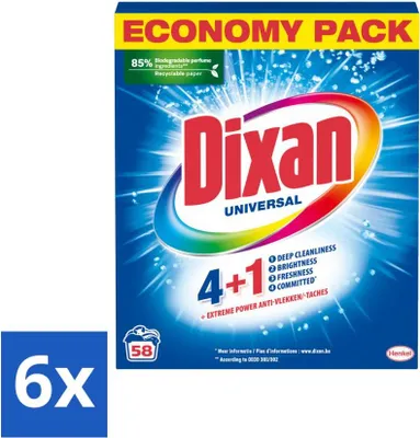 Produktbild von Dixan - Waschpulver - Für die universelle Wäsche - 58 Wäschen - Vorteilspack - 6 Stücke