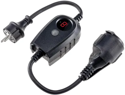 Produktbild von Zwischenstecker mit Dämmerungsschalter und Zeitvorwahl (1- 9 Std.) über Display