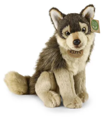 Produktbild von Plüschwolf, sitzend, 28 cm. Umweltfreundlich