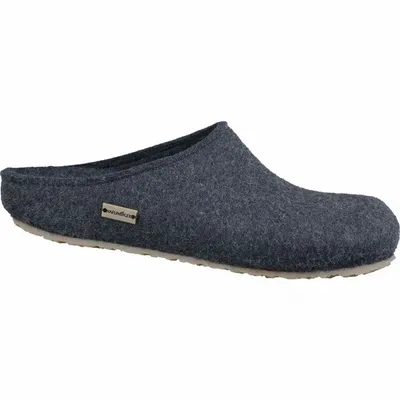 Produktbild von Haflinger Michl Grizzly Damen, Herren Schurwoll Haus Pantoffeln graphit, Kork-Fußbett mit Schurwollbezug