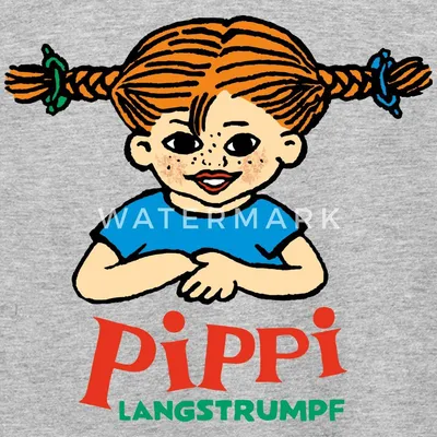 Produktbild von Spreadshirt Pippi Langstrumpf Logo Kinder T-Shirt, 98/104 (3-4 Jahre), Grau meliert
