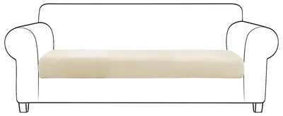 Sofa-Sitzkissenbezug Stretch, weich, elastischer Boden, Beige, 3-Sitzer