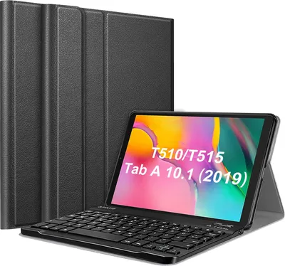 Produktbild von Fintie Tastatur Hülle für Samsung Galaxy Tab A 10.1 Zoll 2019 SM-T510/T515 Tablet-PC - Ultradünn leicht Schutzhülle mit magnetisch Abnehmbarer drahtloser Deutscher Bluetooth Tastatur, Schwarz