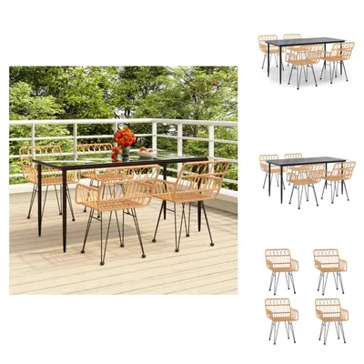 Produktbild von vidaXL 5-tlg. Garten-Essgruppe Poly Rattan -  Gartenmöbel-Sets