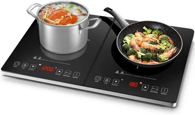 Produktbild von AMZCHEF Doppel-Induktionskochfeld – 3500 W, Induktionskochplatte mit 10 Temperaturstufen, 3‑Stunden‑Timer, Kindersicherung