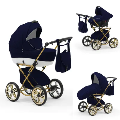 Produktbild von Klassischer Kinderwagen Sorento Gold 4 in 1 inkl. Sportsitz und Autositz in 19 Farben