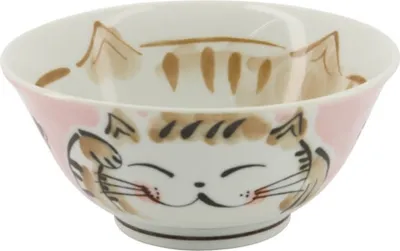 Produktbild von Tokio Japan Design Katzen Schalen Kawaii Fuku Cat Pink 15x7cm 500ml