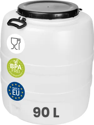 Produktbild von Garronda 90L Weithalsfass Fasssilage Gepäcktonne Gärfass Gärbehälter Futtertonne (Weiß)