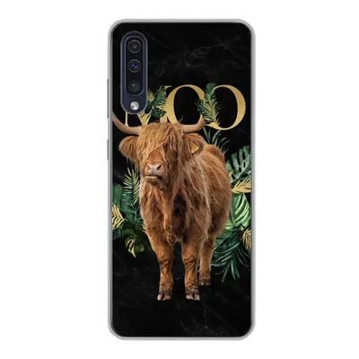 Produktbild von MuchoWow® Handyhülle Schutzhülle Hülle für Samsung Galaxy A30s Zauberspruch - Schottischer Hochländer - Pflanzen Silikon Softcase Handy Hülle - Karteninhaber