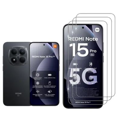 Produktbild von CLM-Tech 2er Set Schutzfolie kompatibel mit Xiaomi Redmi Note 15 Pro 5G 6,83 Zoll - Panzerfolie Panzerglas Crystal Clear - Displayschutz 9H Glas - Folie kristallklar 3X Stück