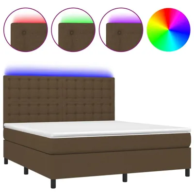 Produktbild von Boxspringbett mit Matratze & LED Dunkelbraun 180x200 cm Stoff