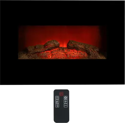 Produktbild von Classic Fire Memphis Elektrokamin mit Heizung - Elektroheizung 1800W - Kaminofen mit Fernbedienung und Timer - Elektroherd mit LED-Flammen - Wandmontage - Schwarz