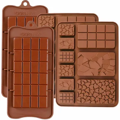 Produktbild von Schokoladenformen Silikon 4 Stück für Pralinen & Süßigkeiten, Braun