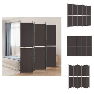 Immagine prodotto di vidaXL paravento 5 pezzi marrone 250x220 cm tessuto - divisorio per ambienti
