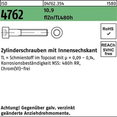 Produktbild von Reyher  Zylinderschrauben ISO 4762 10.9 M 6x60 flZn (200 Stück)