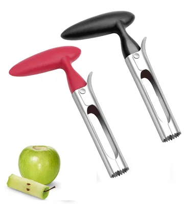 Produktbild von Apfelentkerner - 2 Stück aus Edelstahl - Küchenhelfer zum Entfernen von Kerngehäusen bei Äpfeln und Birnen - Silberfarben