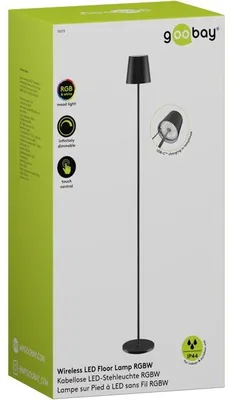Image de Lampe sur pied LED sans fil, taille XL, 122 cm, RGBW, noire