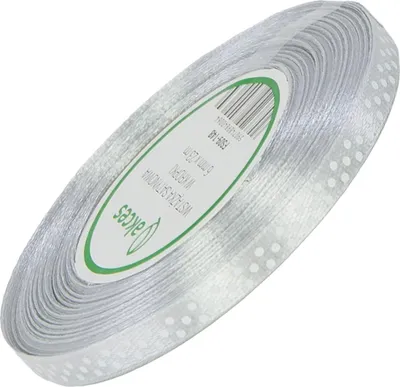 Immagine prodotto di NASTRO DI RASO a pois 6 mm - argento 148 - 23 m - nastro decorativo