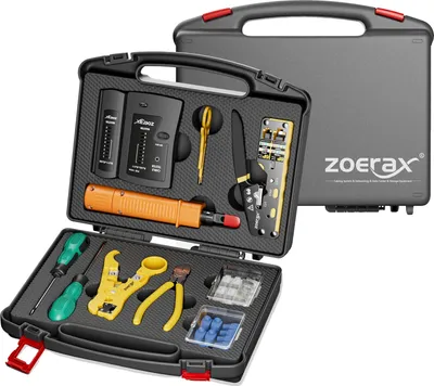 Zdjęcie produktu dla Zestaw narzędzi sieciowych ZoeRax, wielofunkcyjny ściągacz izolacji, tester kabli, zestaw Cat6