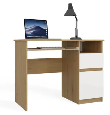 Produktbild von PORTO Computertisch RECHTS ARTISAN EICHE / WEISS Mit Schublade 98,5x75x51