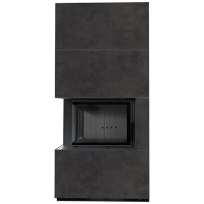 Produktbild von Kaminbausatz KRATKI FLOKI BOX links 8 kW Ø 160 Quarzsinter FOKOS GRAFITE schwarz Verkleidung