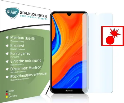 Produktbild von 2x Slabo Panzerschutzfolie für Huawei Y6s KLAR "Shockproof" (verkleinerte Folien) Displayfolie Schutzfolie Folie