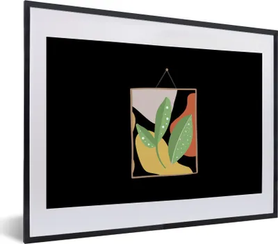 Produktbild von MuchoWow® MuchoWow® Gerahmtes Poster Pflanze - Blätter - Rahmen - Pastell 40x30 cm - Poster mit zchwarzem Bilderrahmen - Bilderrahmen - Poster im Rahmen