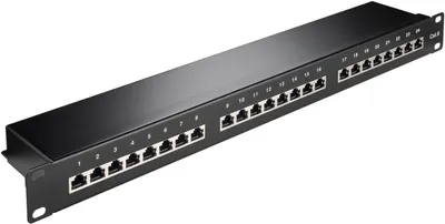 Immagine prodotto di Goobay 93048 Pannello patch CAT 6 da 19 pollici (48,3 cm), 24 porte, nero - schermato STP, nero