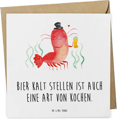 Produktbild von Mr. & Mrs. Panda Grußkarte Hummer Weizen - Weiß - Geschenk, anlasskarte, Meer, Garnele, doppelkarte, Glückwunschkarte, Kochen, Wirtschaft, Junggeselle, faltkarte, Kneipe