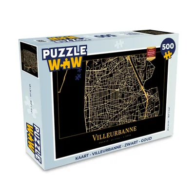 Obrázek produktu pro MuchoWow MuchoWow® Puzzle 500 ks Karta - Villeurbanne - černá - zlatá