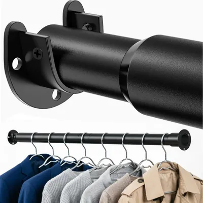 Ausziehbare Kleiderstange 43-133 cm, schwarz, Metall, Durchmesser 3,3 cm