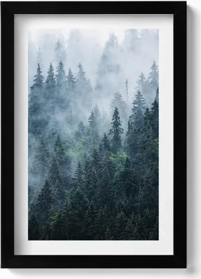 Produktbild von Neblige Berglandschaft– Wandbild mit Rahmen – Gerahmtes Bild  – Wanddekoration – 20x30 cm – Schwarz