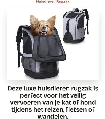 Produktbild von Tragetasche Premium – Tragetasche für Hunde/Katzen – Belastbarkeit bis 10 kg – Abmessungen 30 x 30 x 46 cm – Robustes Oxford-Material – Ideal für Reisen – Tierrucksack
