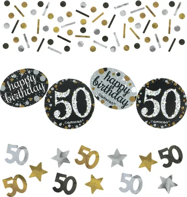 Produktbild von amscan Konfetti Zahl 50 Sparkling Celebration silver/gold 34g
