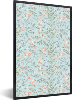 Produktbild von MuchoWow® MuchoWow® Gerahmtes Poster Vintage - Pflanzen - Blumen 20x30 cm - Poster mit zchwarzem Bilderrahmen - Drucken - Bilder Poster im Rahmen